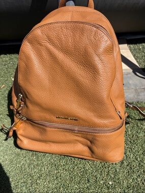 Michael Kors Caramel Brown Pebbled Leather Backpack
